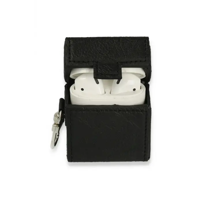 Lopard Airpods 2 (2.nesil) Deri Kılıf - Siyah