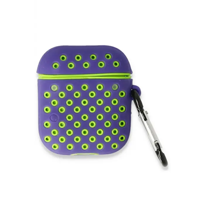 Lopard Airpods 2 (2.nesil) Spor Delikli Kılıf - Lila-yeşil