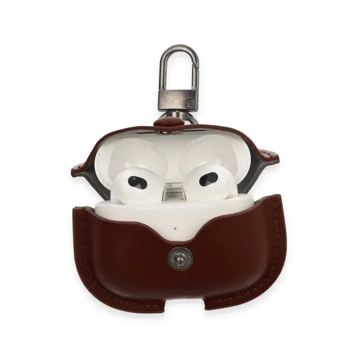 Lopard Airpods 3 (3.nesil) Çanta Deri Kılıf - Kahverengi