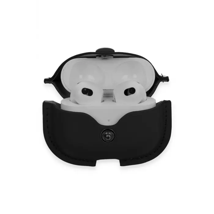 Lopard Airpods 3 (3.nesil) Çanta Deri Kılıf - Siyah
