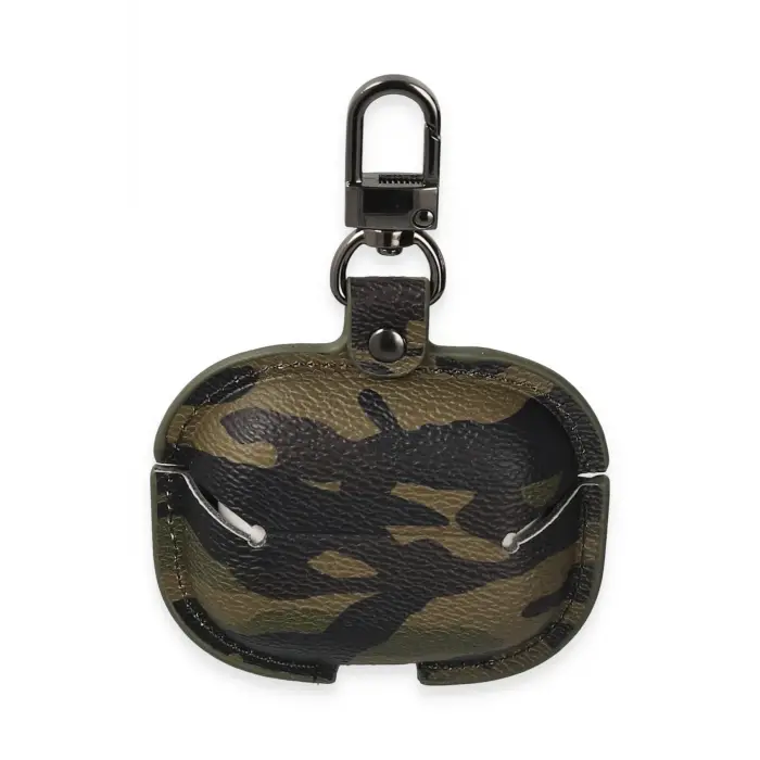 Lopard Airpods 3 (3.nesil) Çanta Kamuflaj Deri Kılıf - Haki Yeşil