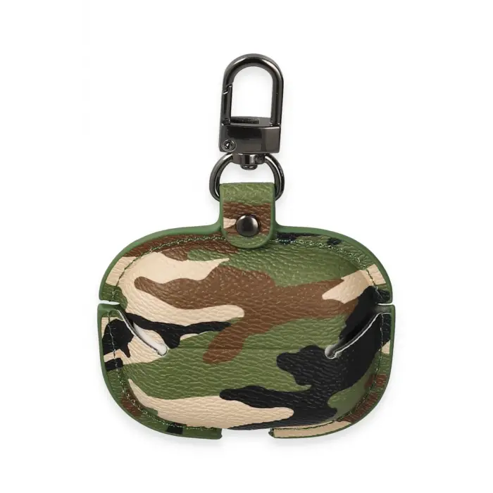 Lopard Airpods 3 (3.nesil) Çanta Kamuflaj Deri Kılıf - Yeşil