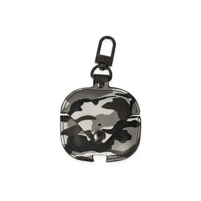 Lopard Airpods Pro 2 (2.nesil) Çanta Kamuflaj Deri Kılıf - Gri