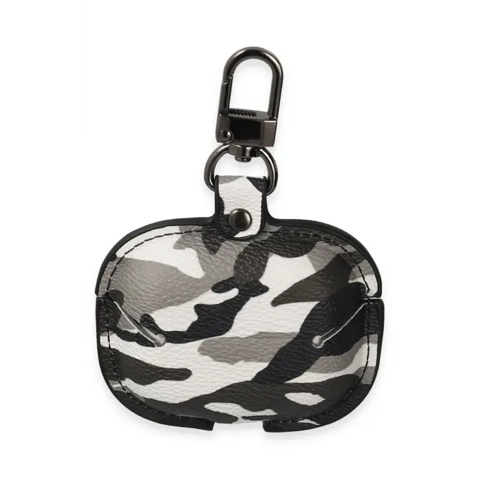 Lopard Airpods Pro 2 (2.nesil) Çanta Kamuflaj Deri Kılıf - Gri