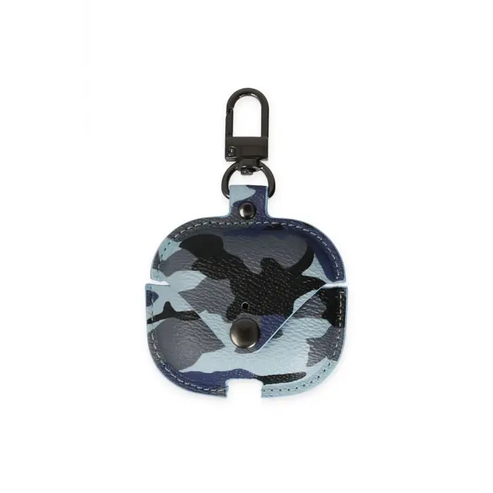 Lopard Airpods Pro 2 (2.nesil) Çanta Kamuflaj Deri Kılıf - Mavi