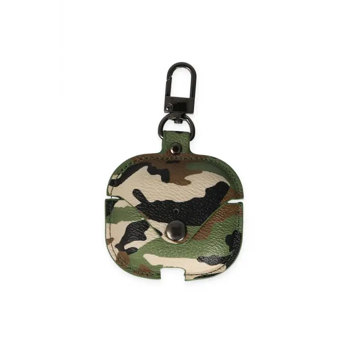 Lopard Airpods Pro 2 (2.nesil) Çanta Kamuflaj Deri Kılıf - Yeşil