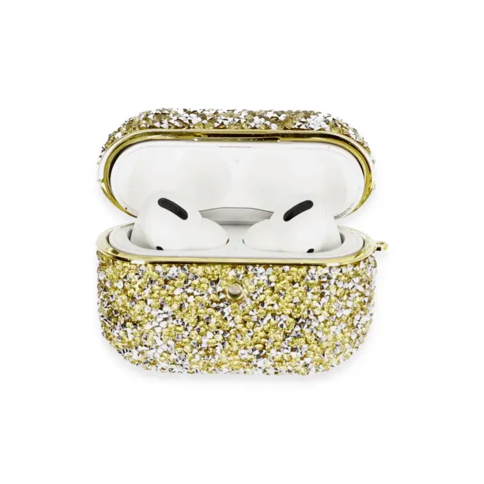 Lopard Airpods Pro 2 (2.nesil) Luz Taşlı Kılıf - Gold