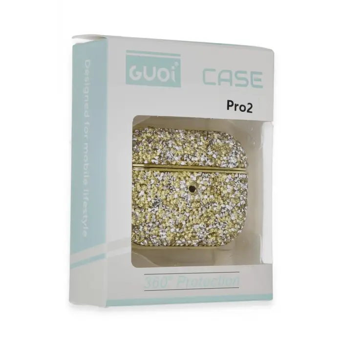 Lopard Airpods Pro 2 (2.nesil) Luz Taşlı Kılıf - Gold