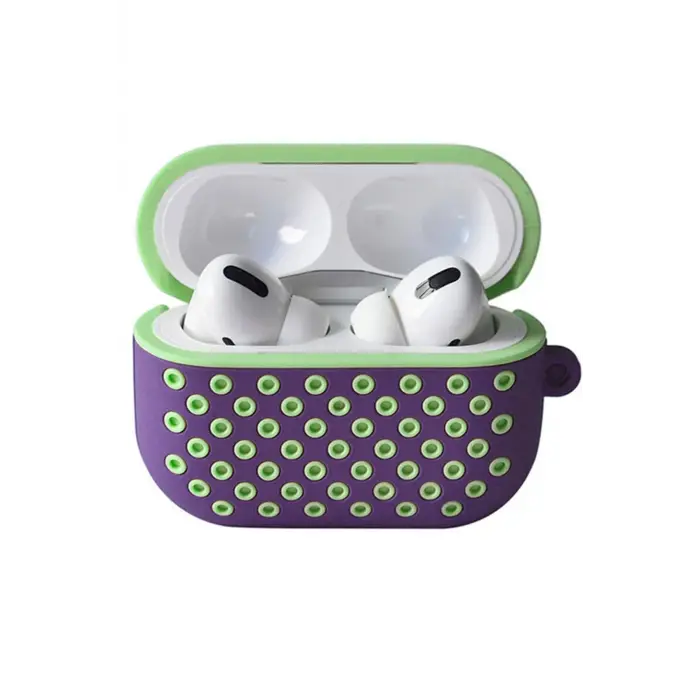 Lopard Airpods Pro 2 (2.nesil) Spor Delikli Kılıf - Lila-yeşil