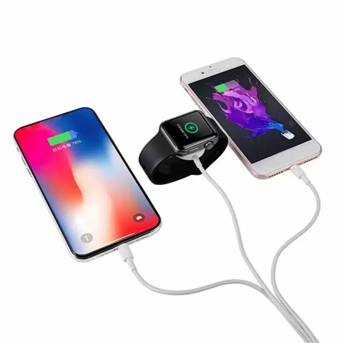 Lopard Akıllı Saat 3 in 1 Lightning-Type-C-Wireless USB Şarj Kablosu