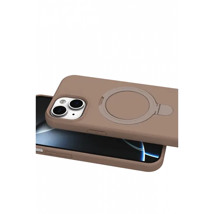 Lopard Apple İphone 14 Regal Magsafe Standlı Kapak - Çöl Titanyum