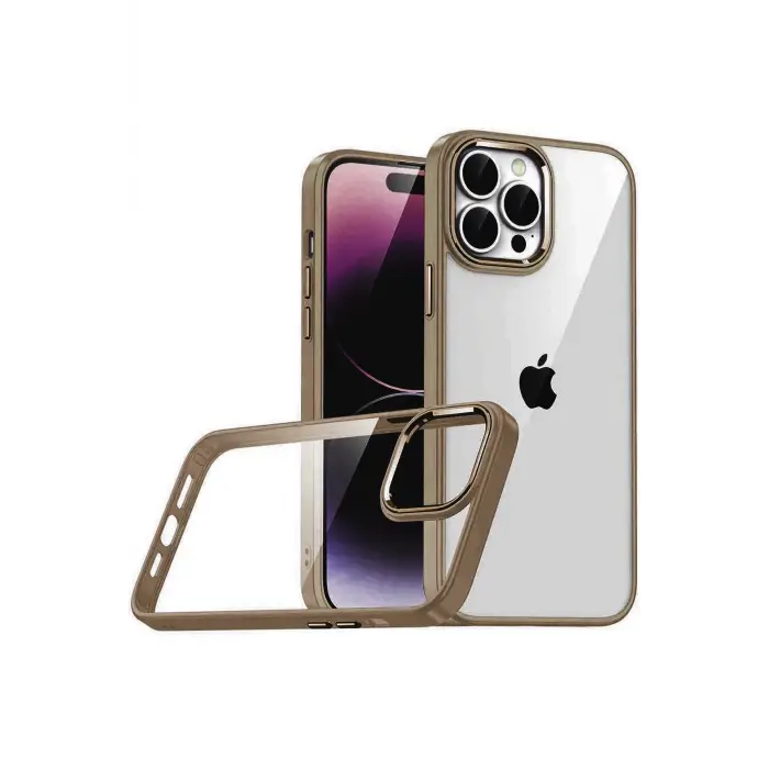 Lopard Apple İphone 15 Pro Max Razer Lensli Silikon - Çöl Titanyum