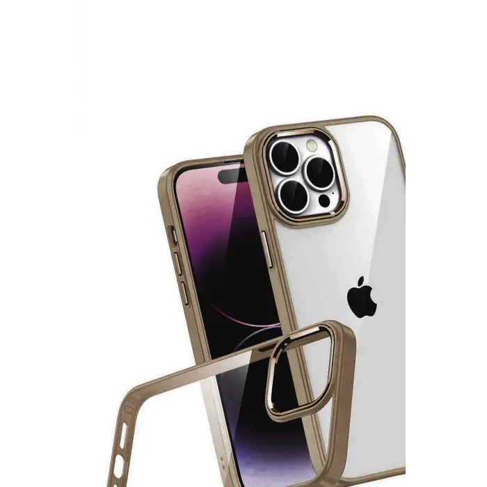 Lopard Apple İphone 15 Pro Max Razer Lensli Silikon - Çöl Titanyum