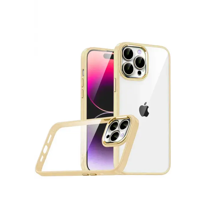 Lopard Apple İphone 15 Pro Max Razer Lensli Silikon - Gold
