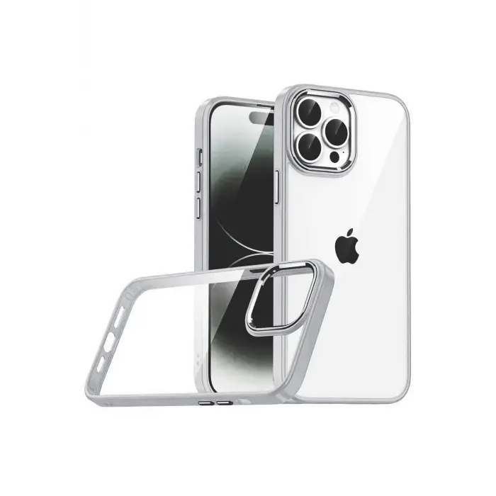 Lopard Apple İphone 15 Pro Max Razer Lensli Silikon - Gümüş