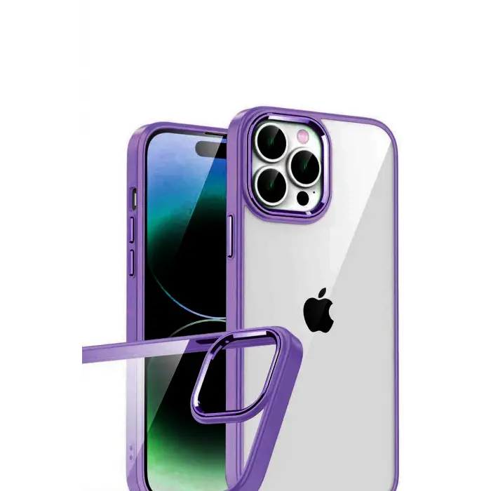 Lopard Apple İphone 15 Pro Max Razer Lensli Silikon - Mor