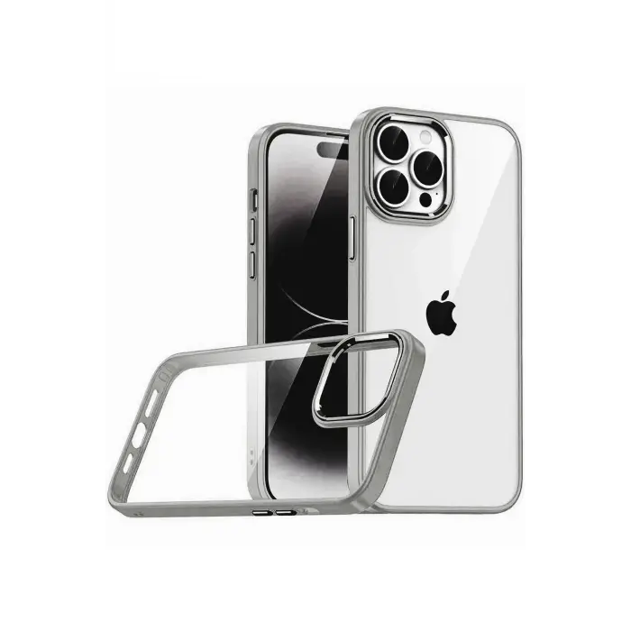 Lopard Apple İphone 15 Pro Max Razer Lensli Silikon - Titan Gri