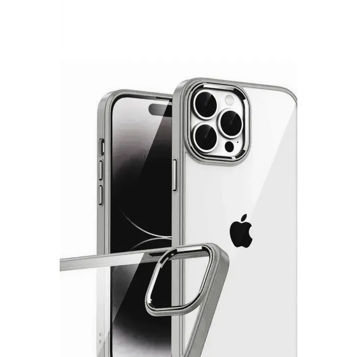 Lopard Apple İphone 15 Pro Max Razer Lensli Silikon - Titan Gri