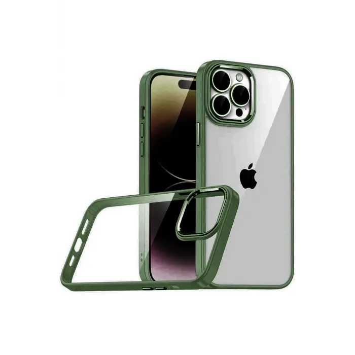 Lopard Apple İphone 15 Pro Max Razer Lensli Silikon - Yeşil