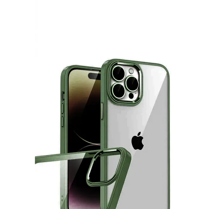 Lopard Apple İphone 15 Pro Max Razer Lensli Silikon - Yeşil