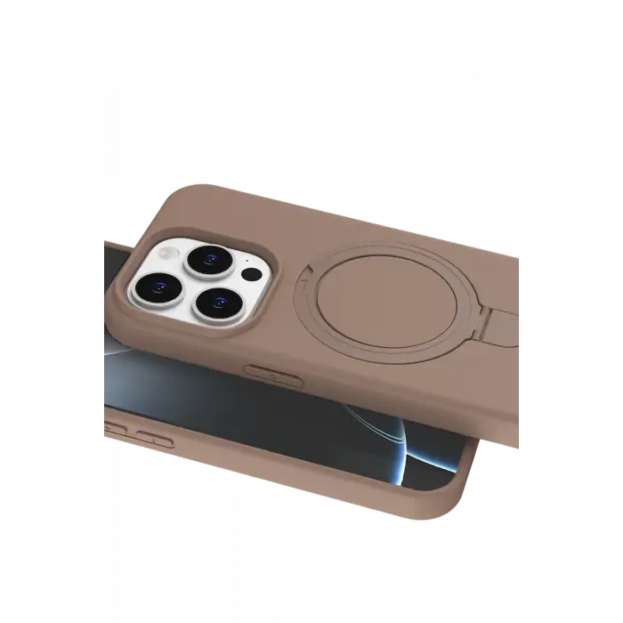 Lopard Apple İphone 15 Pro Max Regal Magsafe Standlı Kapak - Çöl Titanyum