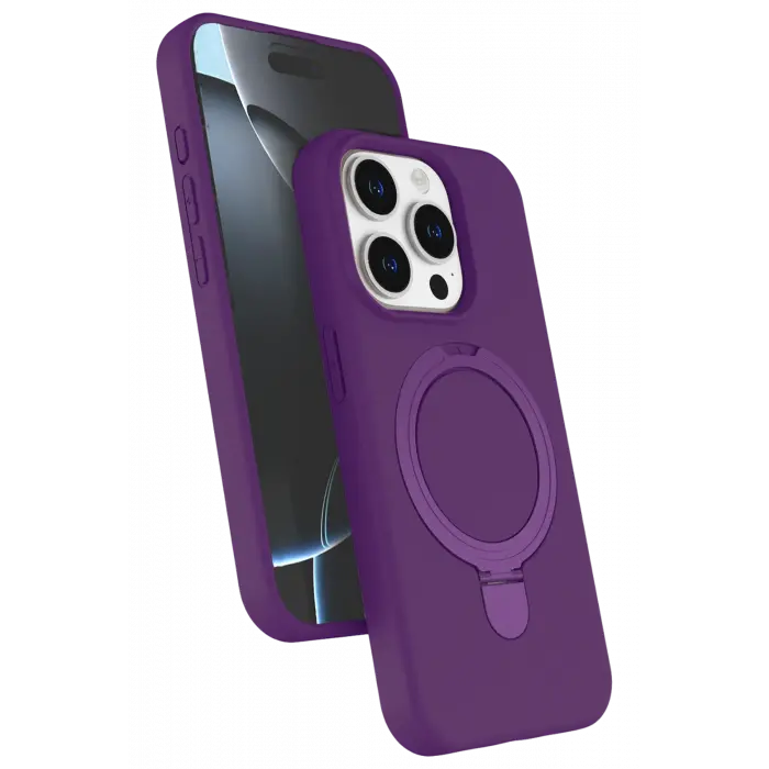 Lopard Apple İphone 15 Pro Max Regal Magsafe Standlı Kapak - Derin Mor