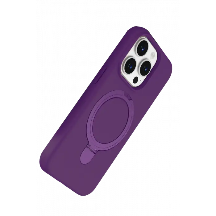 Lopard Apple İphone 15 Pro Max Regal Magsafe Standlı Kapak - Derin Mor