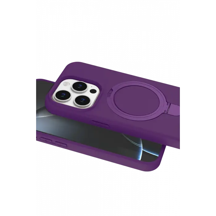 Lopard Apple İphone 15 Pro Max Regal Magsafe Standlı Kapak - Derin Mor