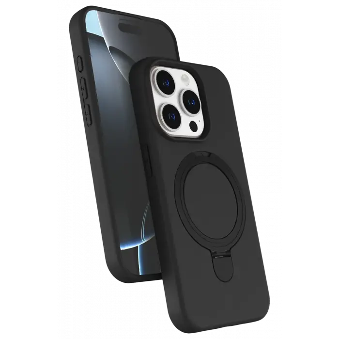 Lopard Apple İphone 15 Pro Max Regal Magsafe Standlı Kapak - Siyah