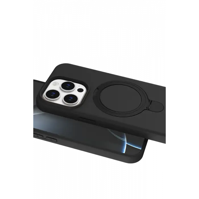 Lopard Apple İphone 15 Pro Max Regal Magsafe Standlı Kapak - Siyah