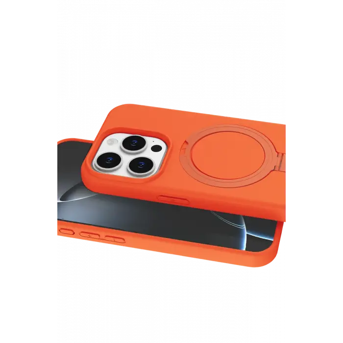 Lopard Apple İphone 15 Pro Max Regal Magsafe Standlı Kapak - Turuncu