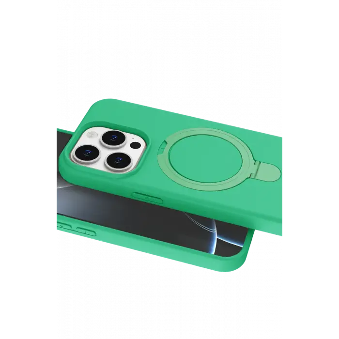 Lopard Apple İphone 15 Pro Max Regal Magsafe Standlı Kapak - Yeşil