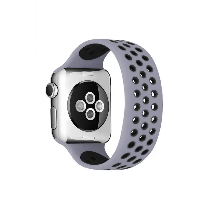 Lopard Apple Watch 38mm Ayarlı Delikli Silikon Kordon - Gri-siyah