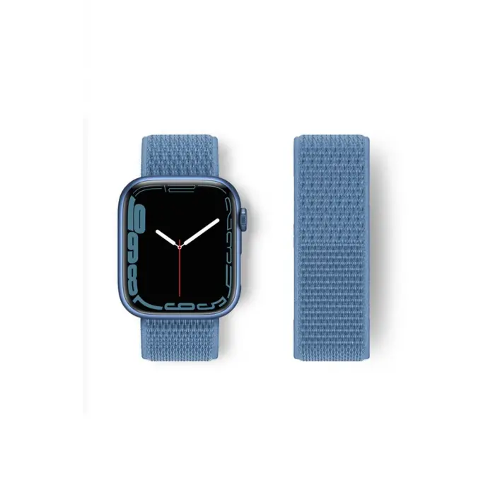 Lopard Apple Watch 38mm Hasırlı Cırtcırtlı Kordon - Mavi