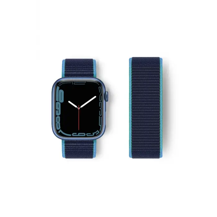 Lopard Apple Watch 38mm Hasırlı Cırtcırtlı Kordon - Mavi-lacivert