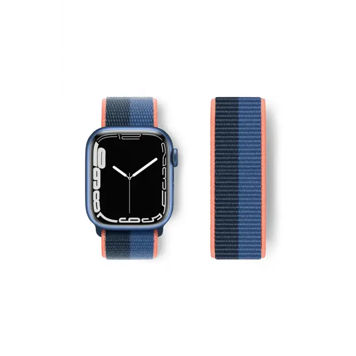 Lopard Apple Watch 38mm Hasırlı Cırtcırtlı Kordon - Siyah-mavi