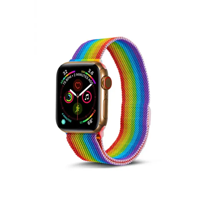 Lopard Apple Watch 38mm Metal Mıknatıslı Kordon - Gökkuşağı