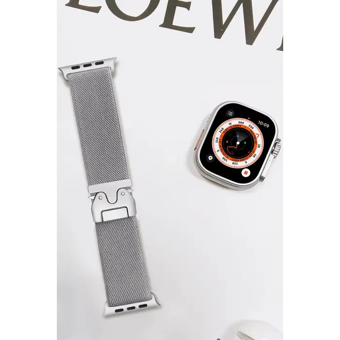 Lopard Apple Watch 42mm Forest Kumaş Kordon - Titan Gri