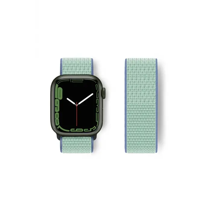 Lopard Apple Watch 42mm Hasırlı Cırtcırtlı Kordon - Mavi-turkuaz