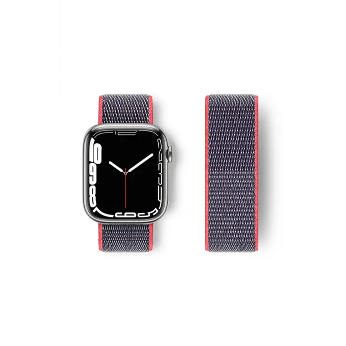 Lopard Apple Watch 42mm Hasırlı Cırtcırtlı Kordon - Pembe