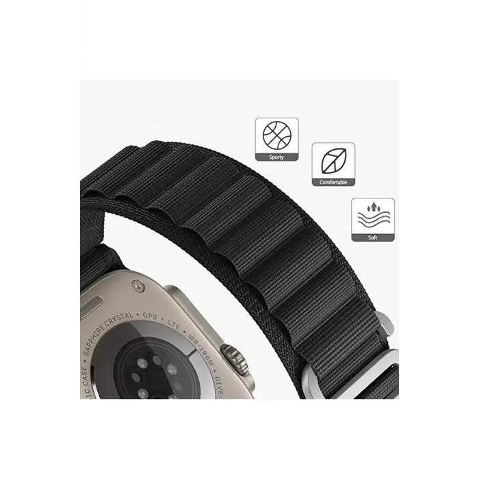 Lopard Apple Watch 42mm Mountain Kordon - Siyah-yeşil