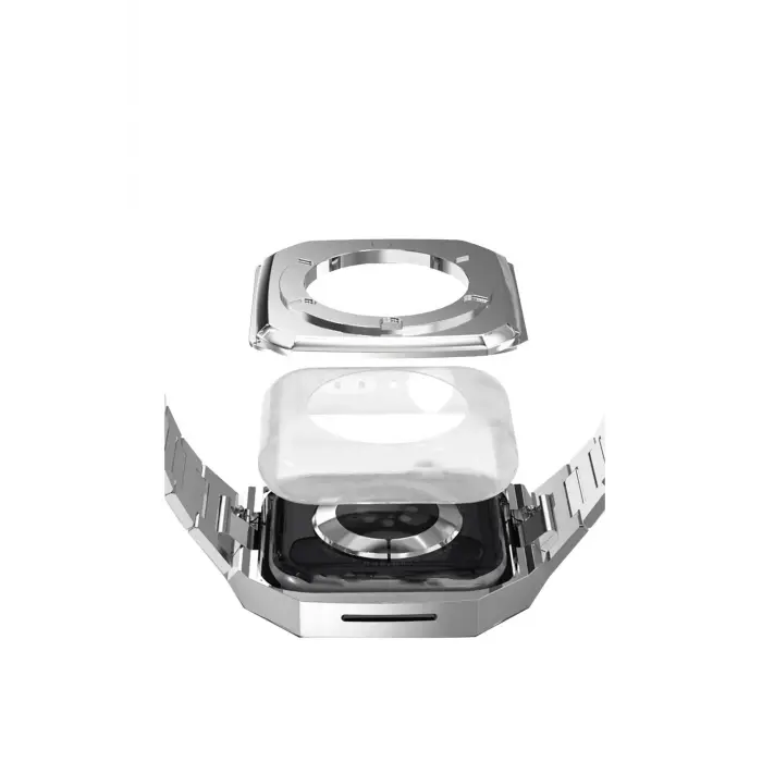 Lopard Apple Watch 44mm Metal Petek Kasalı Kordon - Rose Gold