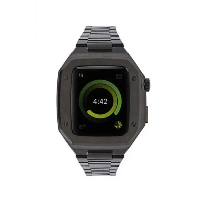 Lopard Apple Watch 44mm Metal Petek Kasalı Kordon - Siyah