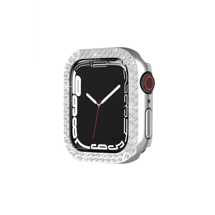 Lopard Apple Watch 44mm Taşlı Kasa - Gümüş