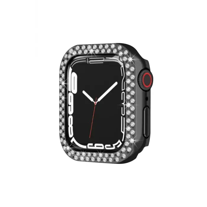 Lopard Apple Watch 44mm Taşlı Kasa - Siyah