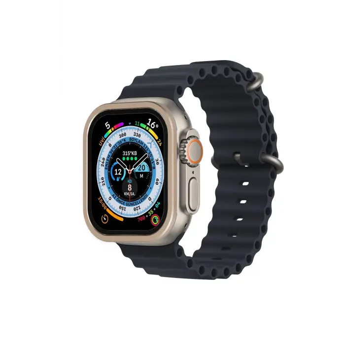 Lopard Apple Watch Ultra 49mm Alüminyum Kasa Cam Ekran Koruyucu - Gold