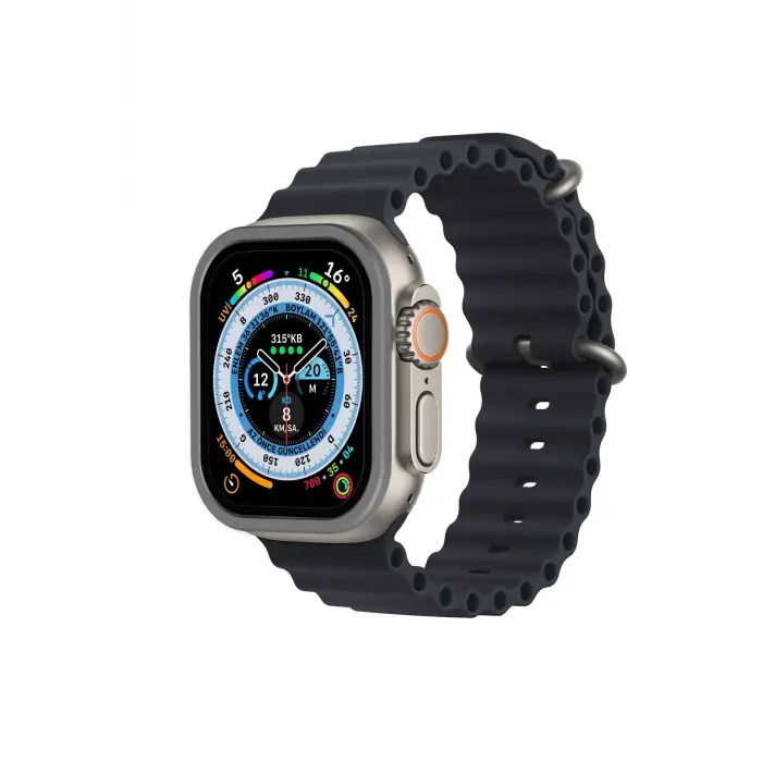 Lopard Apple Watch Ultra 49mm Alüminyum Kasa Cam Ekran Koruyucu - Gri