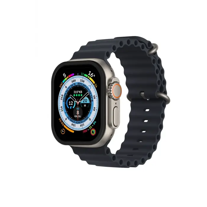 Lopard Apple Watch Ultra 49mm Alüminyum Kasa Cam Ekran Koruyucu - Siyah