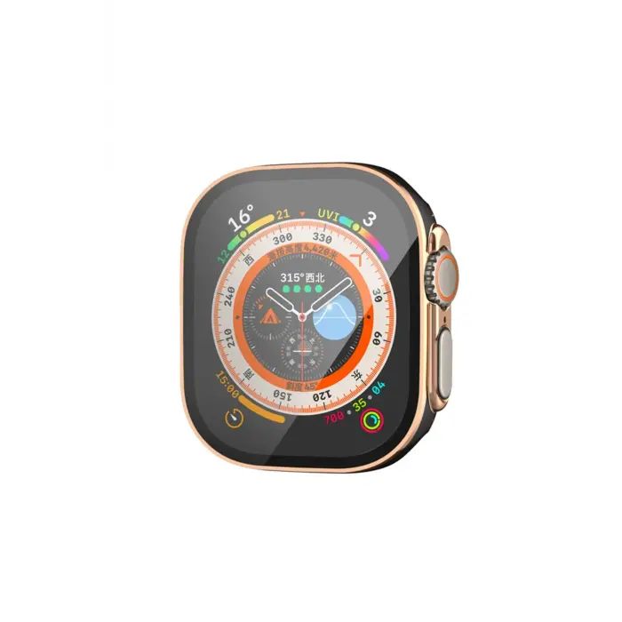 Lopard Apple Watch Ultra 49mm Legend Camlı Kasa Ekran Koruyucu - Siyah-gold