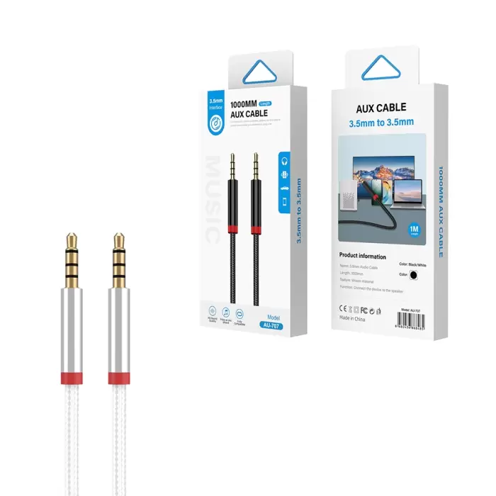 Lopard Au-707 Örgü Tasarımlı Aux Audio Kablo 3.5mm 1m